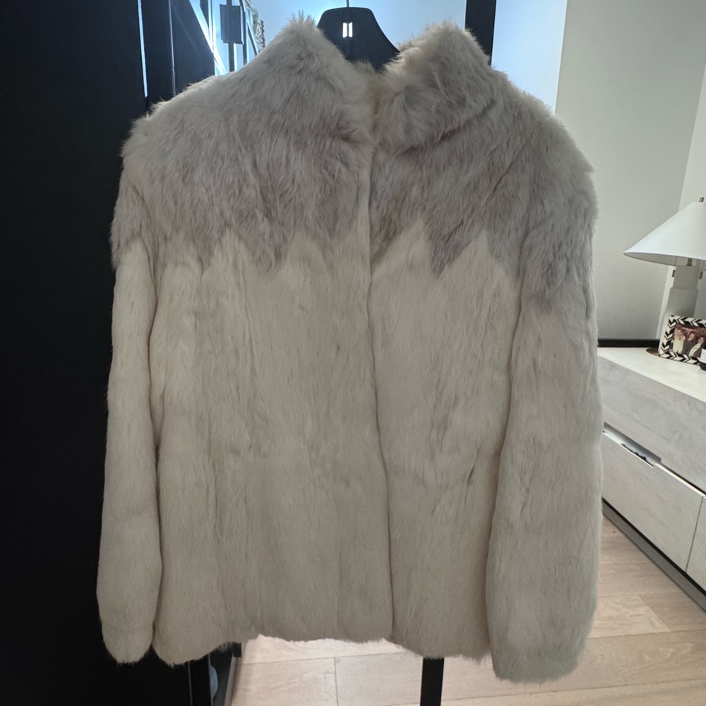 White and gray Mink Fur Coat